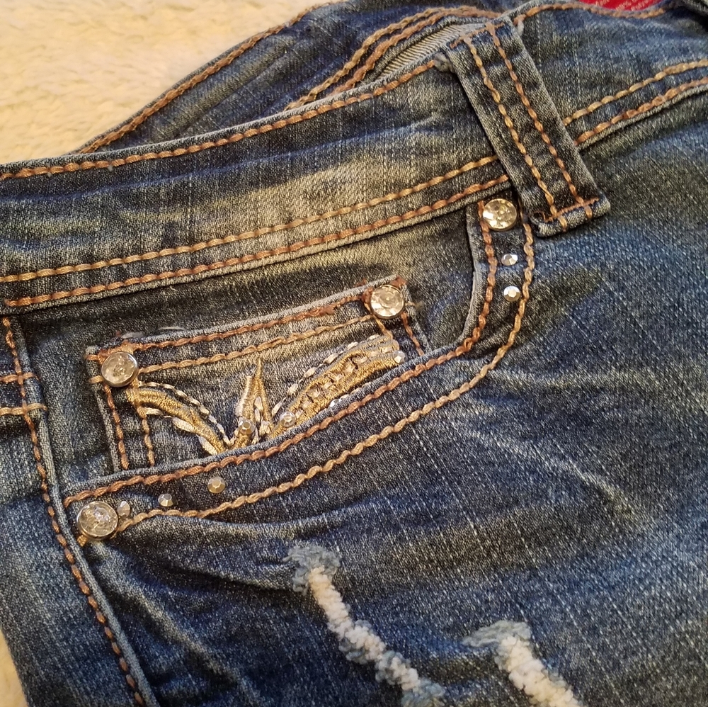 Red Rivet Shorts - Picture 2 of 4